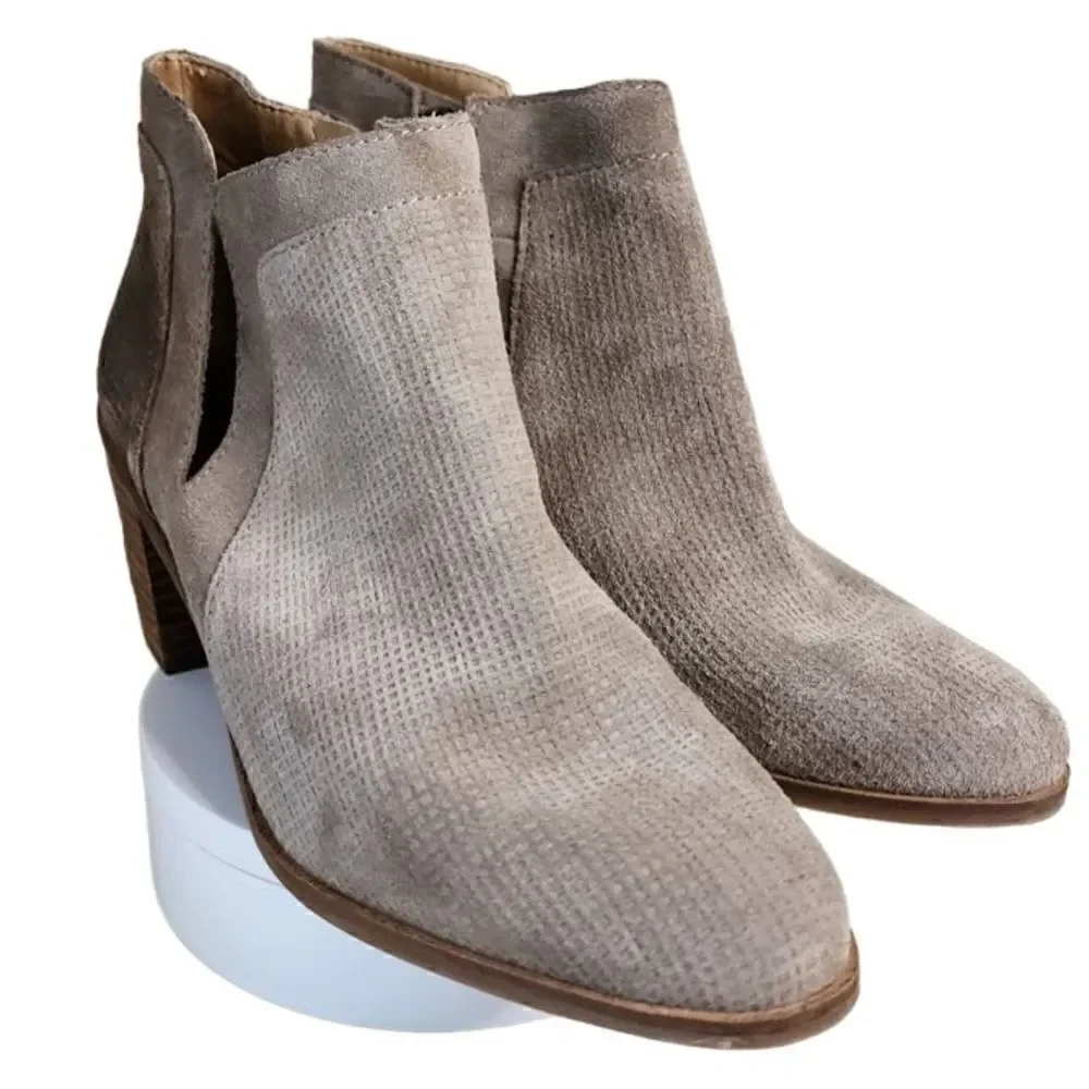 Lucky Brand- Women's Ponic Oil Suede Ankle Booties in Cinder Zip Size,  Size 10
